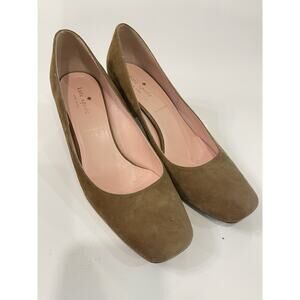 Kate Spade Tan Kylah Suede Square Toe Block Heel Pumps Size 8.5 M